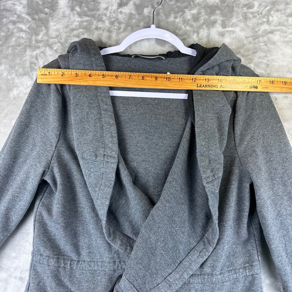 Blanc Noir Traveler Hooded Cardigan‎ Womens Med Black Gray Silk Lined  (1418) - Picture 8 of 11